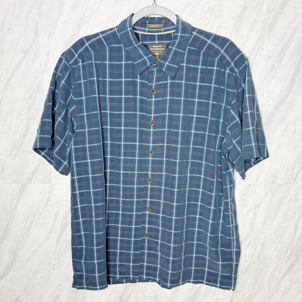 Quiksilver Y2K Teal Plaid Casual Button Down Shirt